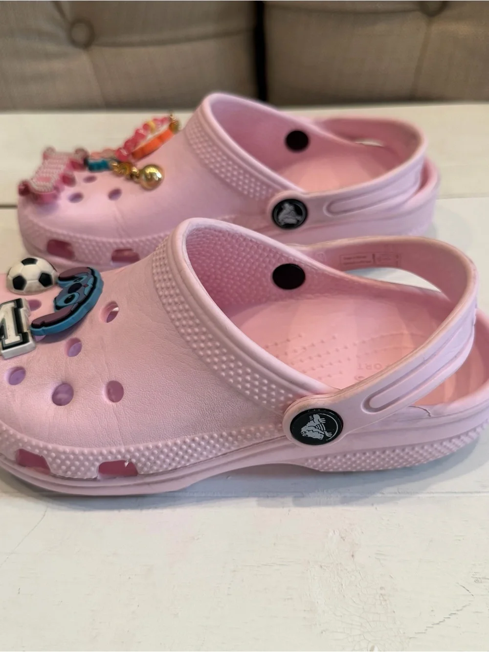 Crocs Kids Pink Clog Shoes with Charms C 13